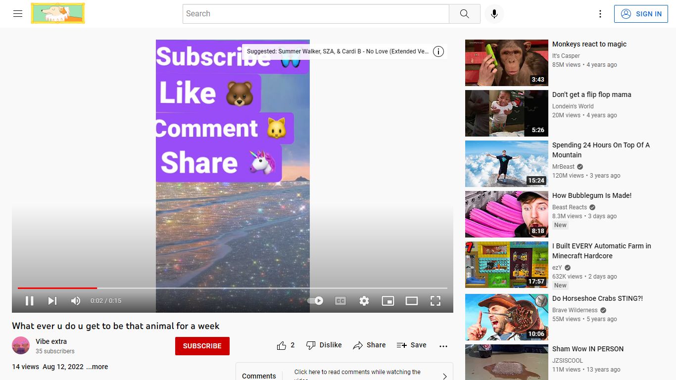 What ever u do u get to be that animal for a week - YouTube